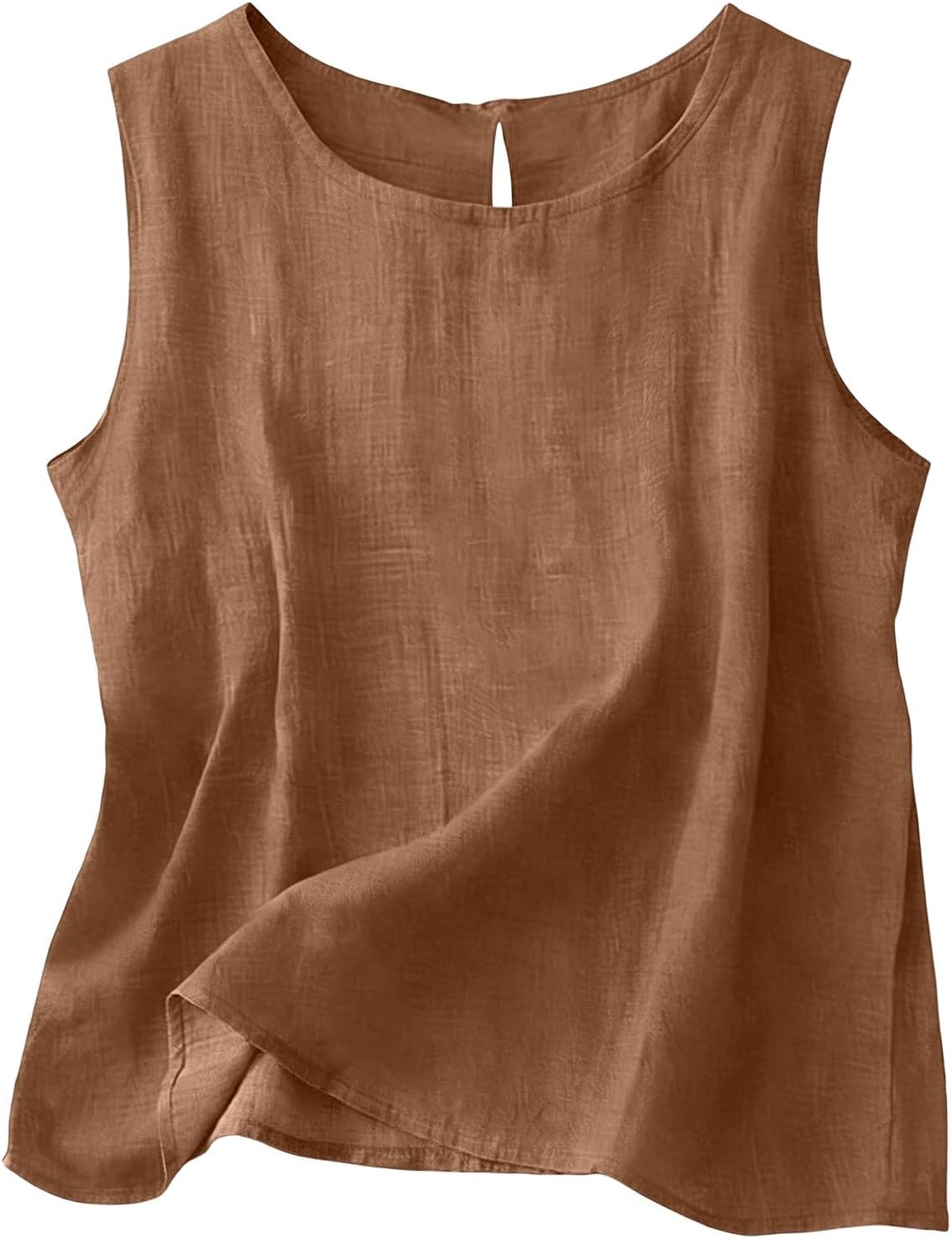 Top Chloe sans manches femme – Coton et lin, col rond et coupe fluide