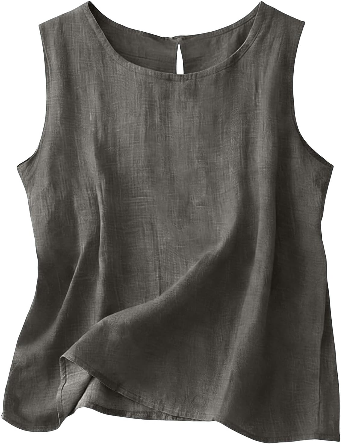 Top Chloe sans manches femme – Coton et lin, col rond et coupe fluide