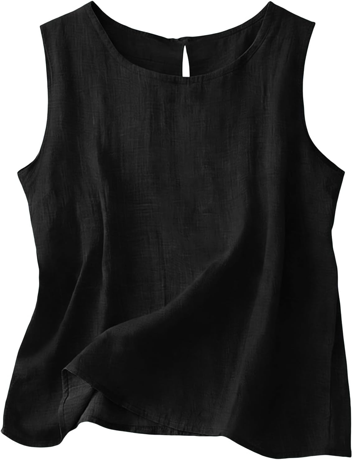 Top Chloe sans manches femme – Coton et lin, col rond et coupe fluide