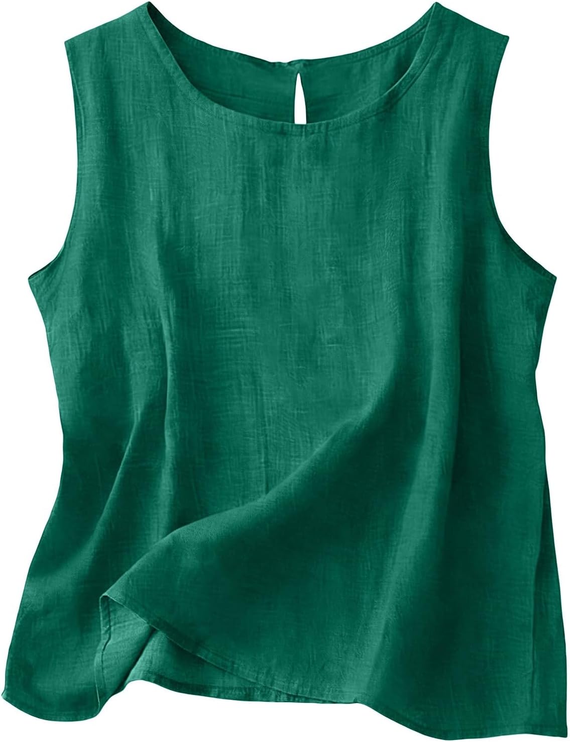 Top Chloe sans manches femme – Coton et lin, col rond et coupe fluide