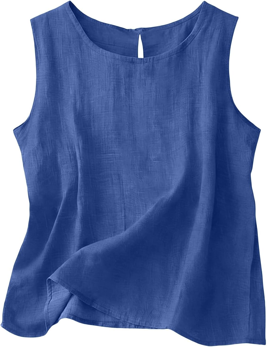 Top Chloe sans manches femme – Coton et lin, col rond et coupe fluide