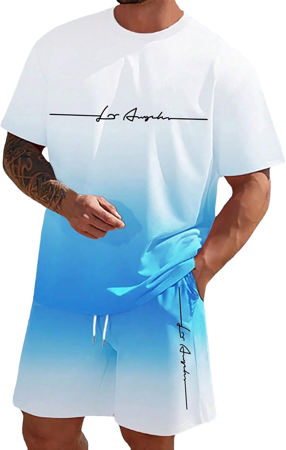 Derek Conjunto Lounge Uomo – Maglietta a Maniche Corte, Pantaloncini con Coulisse e Tasche