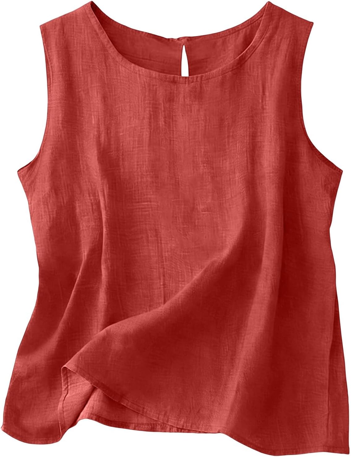 Top Chloe sans manches femme – Coton et lin, col rond et coupe fluide