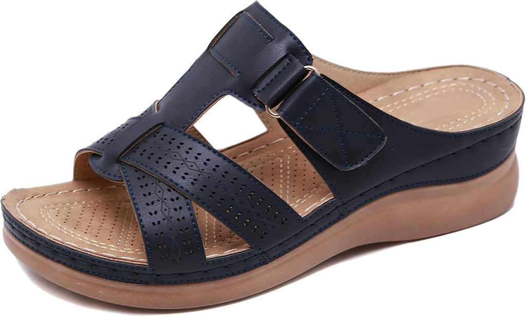 Kara Mules Cuña Mujer – Plataforma Ligera, Cuero PU y Punta Abierta