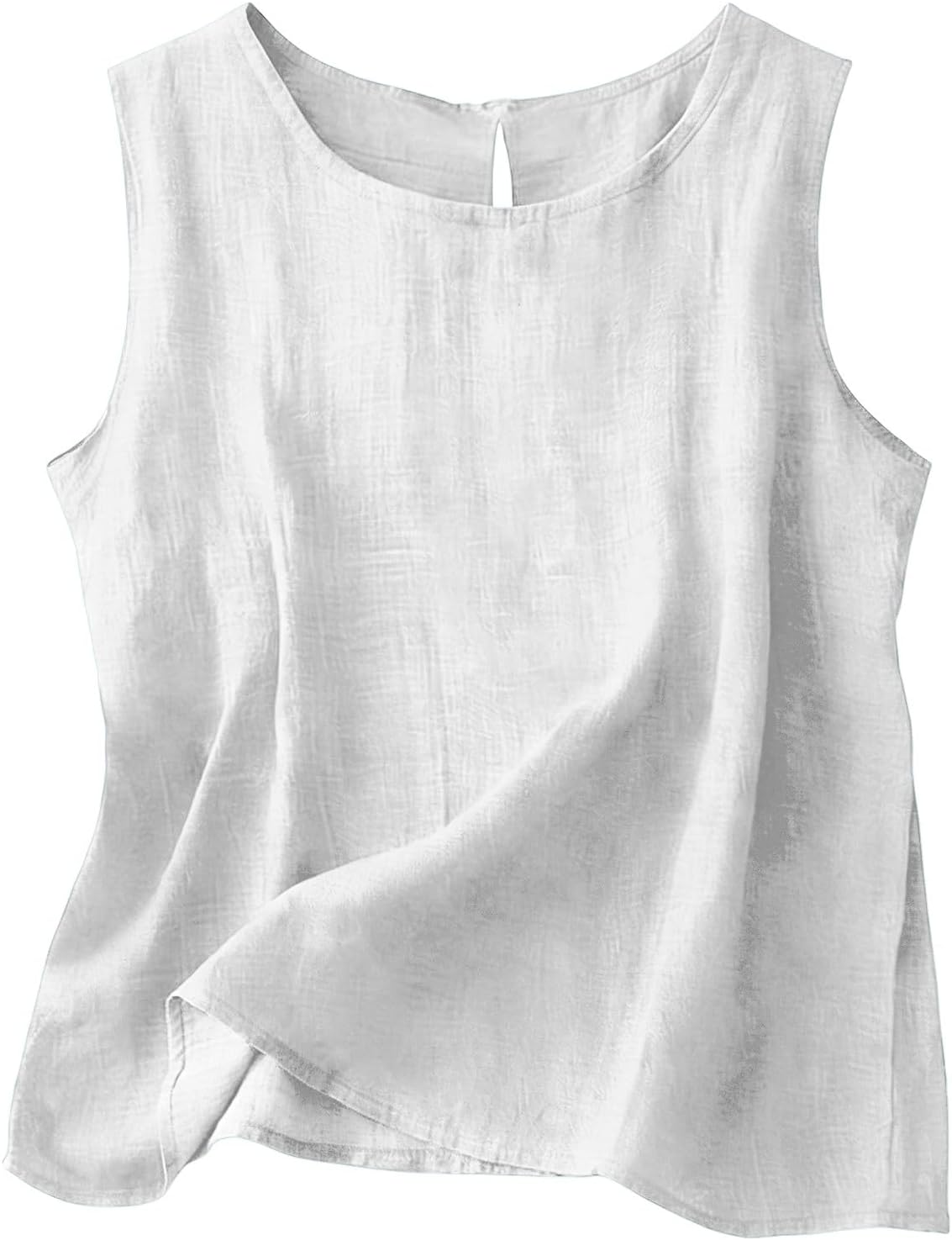 Top Chloe sans manches femme – Coton et lin, col rond et coupe fluide