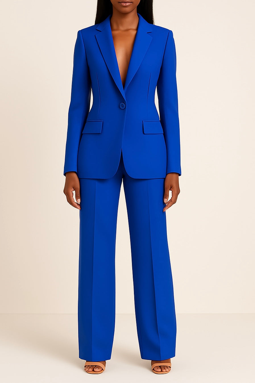 Valentina Conjunto Satinado para Mujer – Traje Elegante de Pantalón Ancho y Blazer Moderno