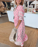Robe Femme Tallulah – Robe Imprimée à Col V avec Manches Mi-Longues et Coupe Confortable