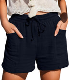 Mia Pantalones Cortos Mujer – Lino Ligero, Cintura Elástica y Bolsillos