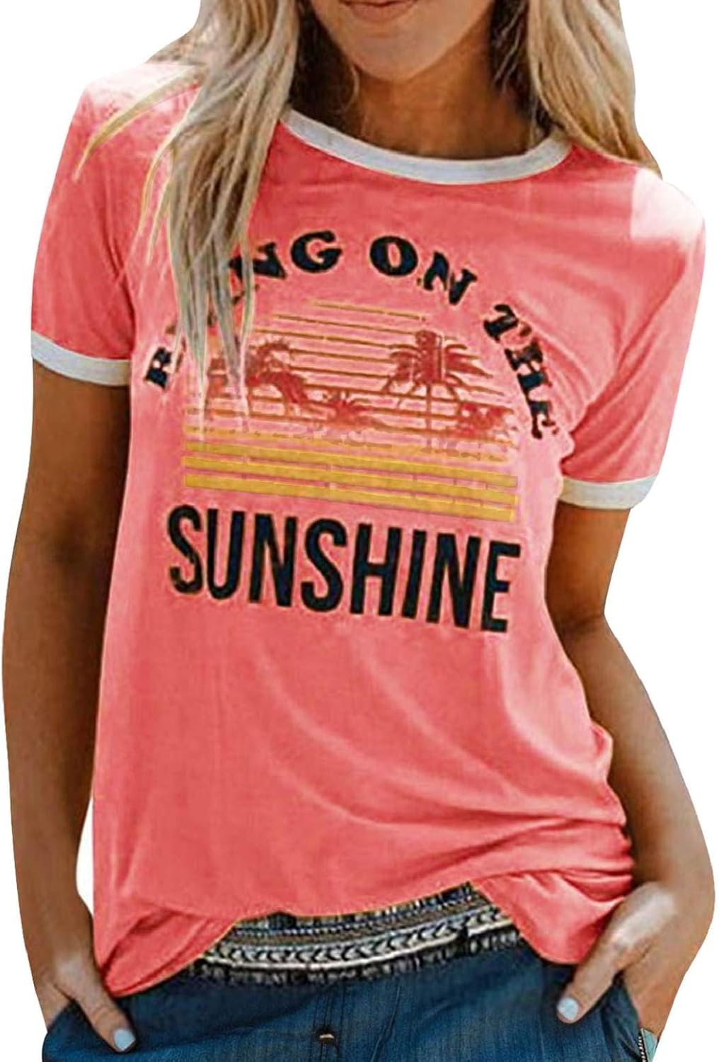 Lily Camiseta Mujer Arcoíris – Cuello Redondo, Manga Corta y Tejido Suave