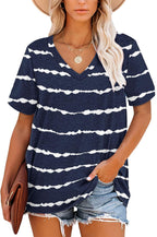 Harper Maglietta Donna a Righe – Scollo a V, Manica Corta e Tessuto Morbido