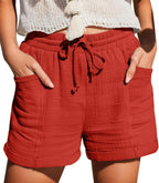 Mia Pantalones Cortos Mujer – Lino Ligero, Cintura Elástica y Bolsillos