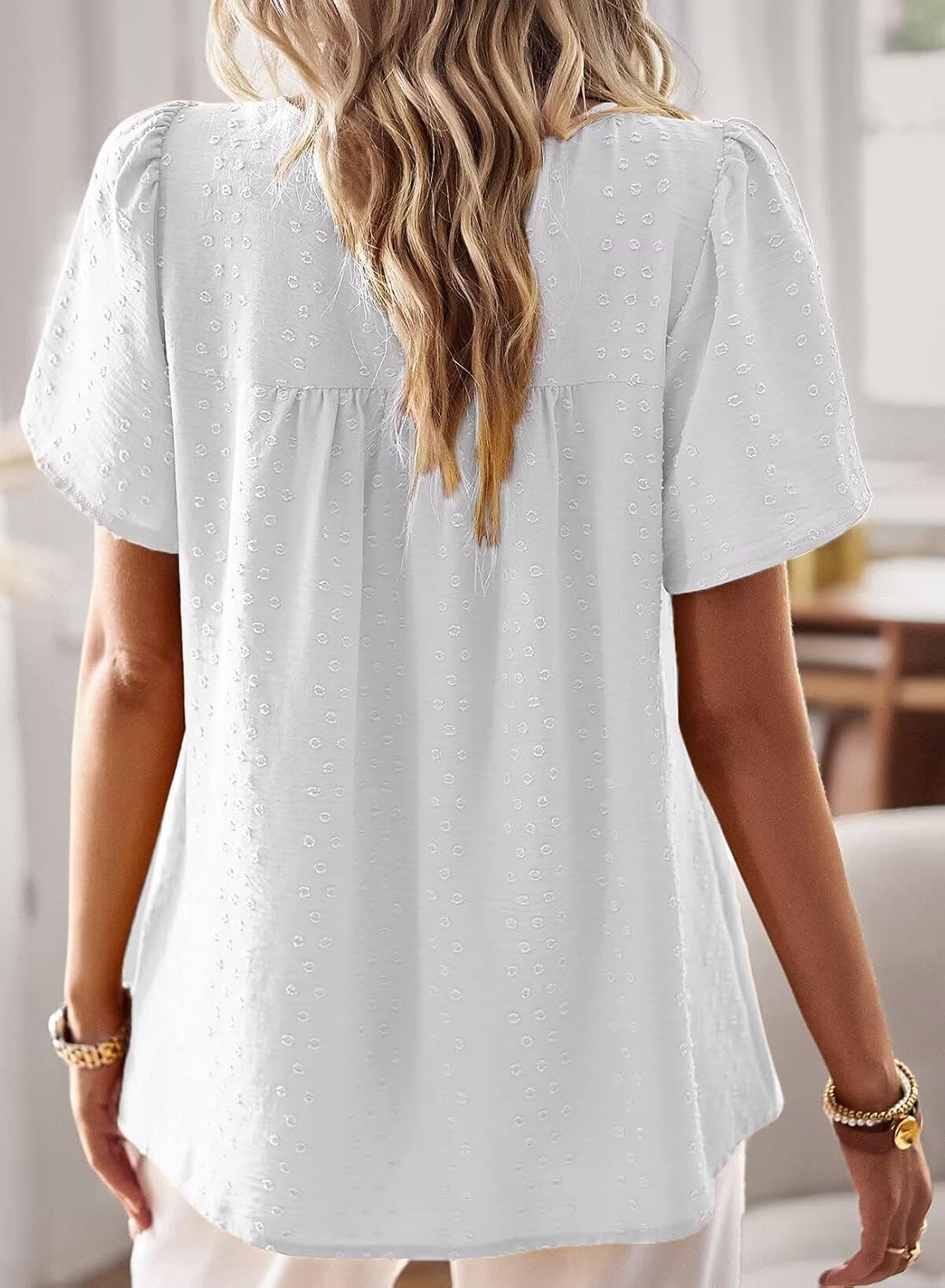Grace Blusa Boho Mujer – Encaje, Manga Corta y Tejido Ligero Transpirable