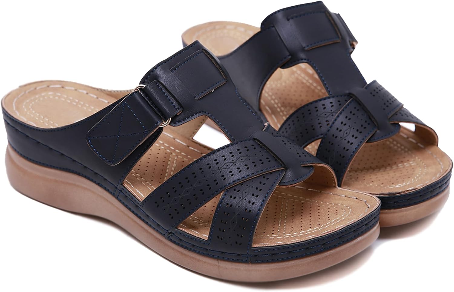 Kara Mules à Compensée Femme – Plateforme Légère, Cuir PU et Bout Ouvert