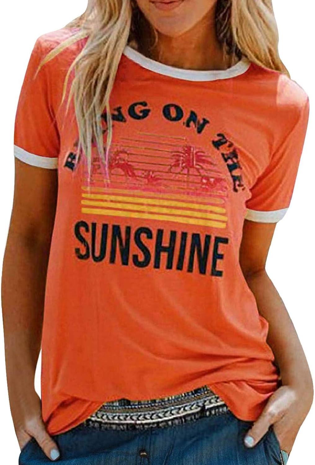 Lily Camiseta Mujer Arcoíris – Cuello Redondo, Manga Corta y Tejido Suave