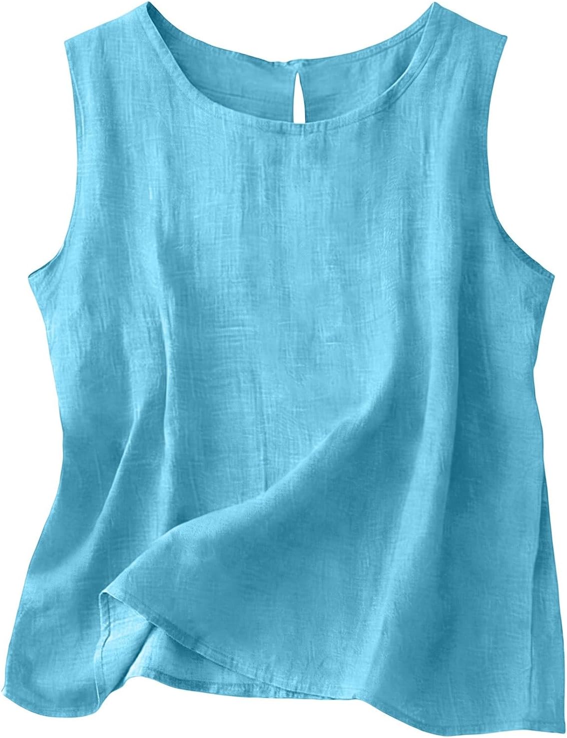 Top Chloe sans manches femme – Coton et lin, col rond et coupe fluide