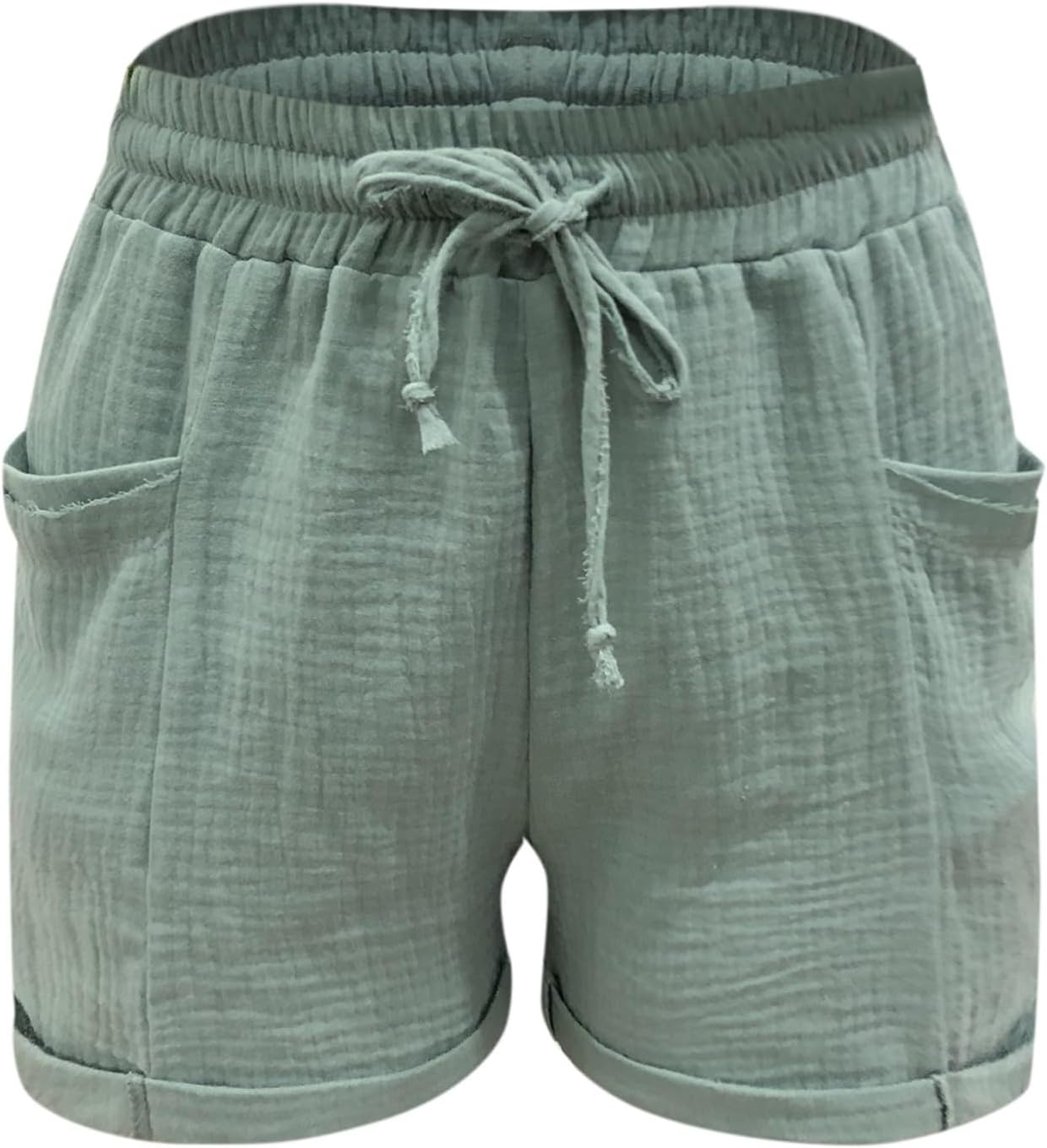 Mia Pantalones Cortos Mujer – Lino Ligero, Cintura Elástica y Bolsillos