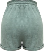 Mia Pantalones Cortos Mujer – Lino Ligero, Cintura Elástica y Bolsillos