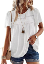 Grace Blusa Boho Mujer – Encaje, Manga Corta y Tejido Ligero Transpirable