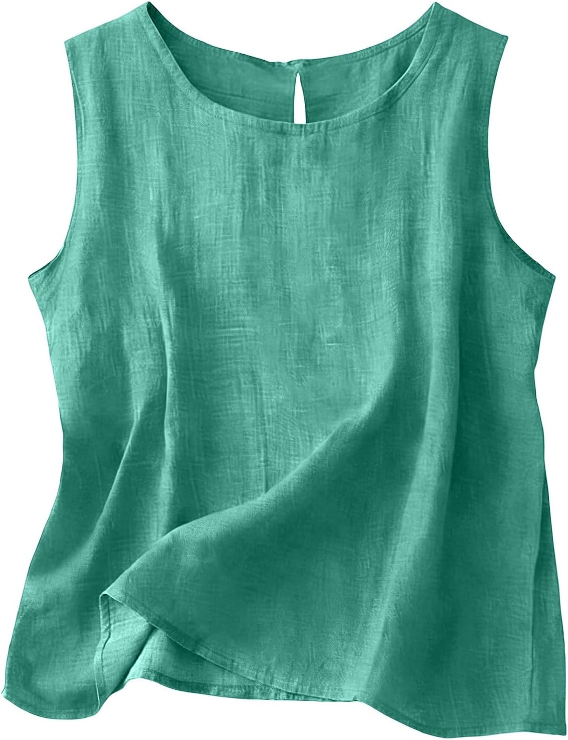 Top Chloe sans manches femme – Coton et lin, col rond et coupe fluide