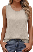 Top Chloe senza maniche da donna – Cotone e lino, collo rotondo e taglio fluido