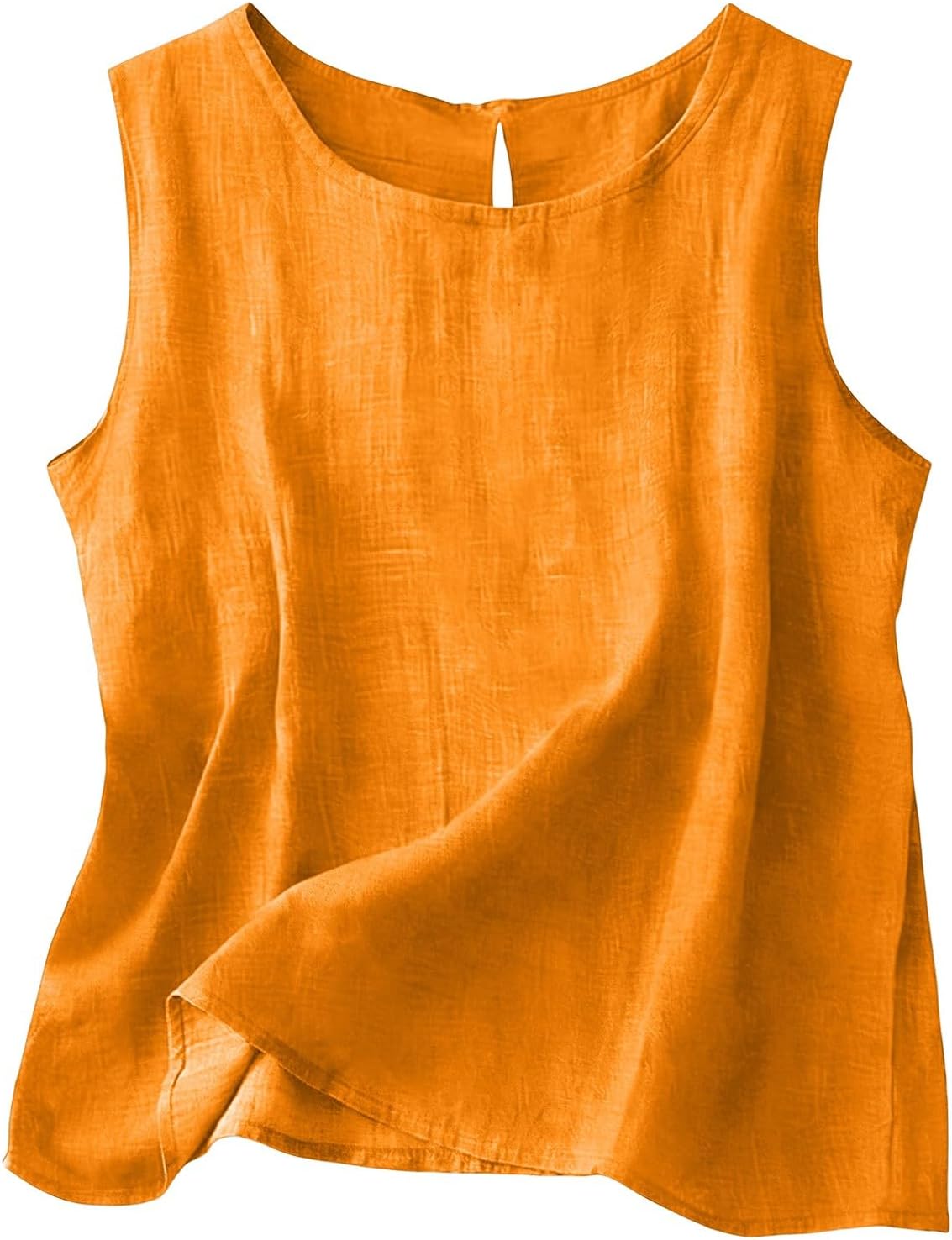 Top Chloe sans manches femme – Coton et lin, col rond et coupe fluide