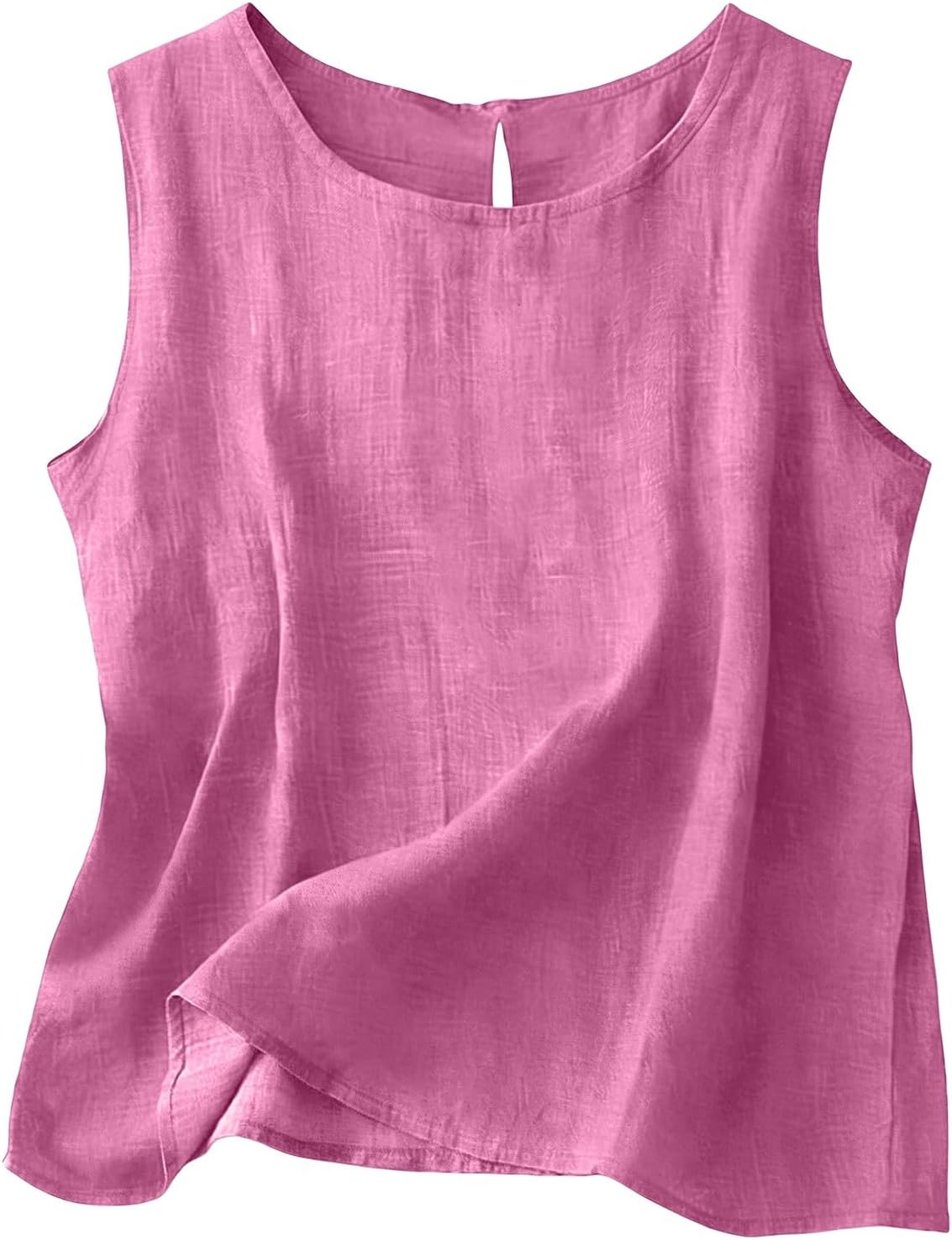 Top Chloe sans manches femme – Coton et lin, col rond et coupe fluide