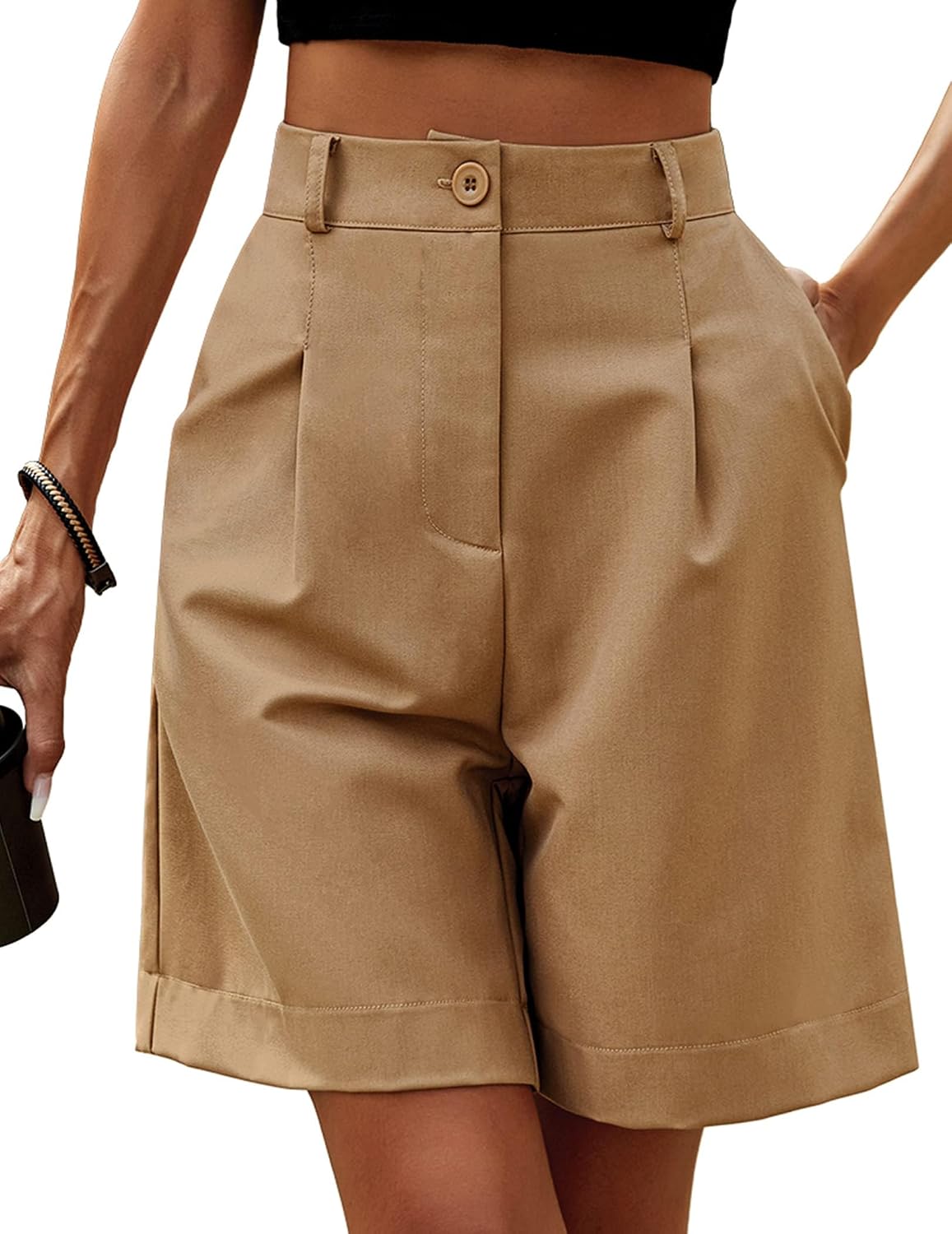 Ava Bermudas Cargo Mujer – Cintura Alta, Bolsillos y Corte Relajado