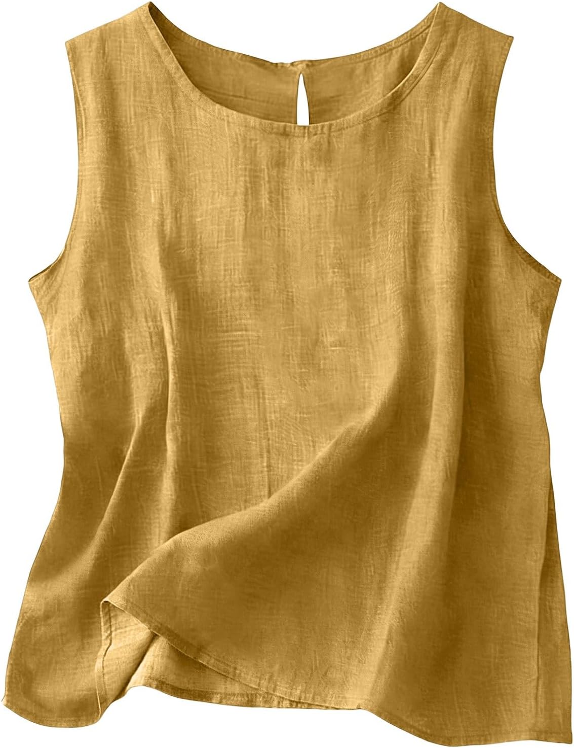 Top Chloe sans manches femme – Coton et lin, col rond et coupe fluide