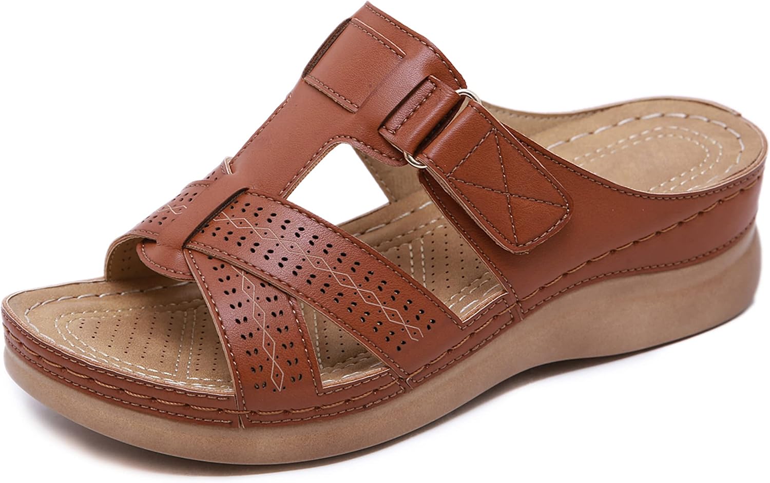 Kara Mules à Compensée Femme – Plateforme Légère, Cuir PU et Bout Ouvert