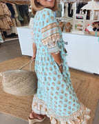 Robe Femme Tallulah – Robe Imprimée à Col V avec Manches Mi-Longues et Coupe Confortable