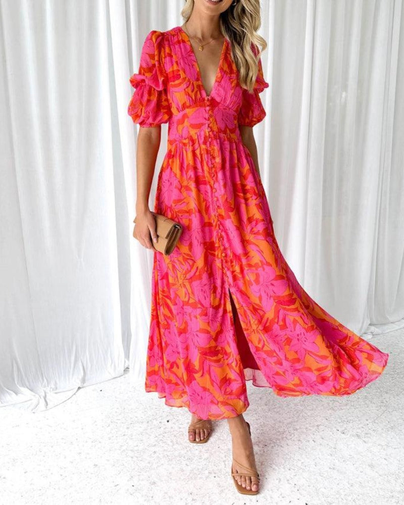 Dorothy Vestido para Mujer – Vestido Rosa Elegante Escote V Chic