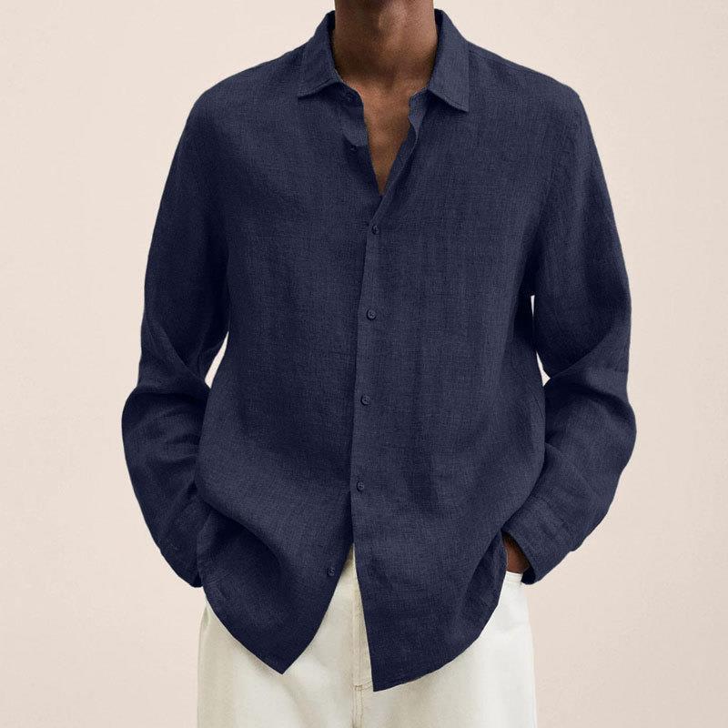 Giovanni Camisa de Lino Hombre – Manga Larga, Ligera y Transpirable