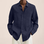 Giovanni Camisa de Lino Hombre – Manga Larga, Ligera y Transpirable