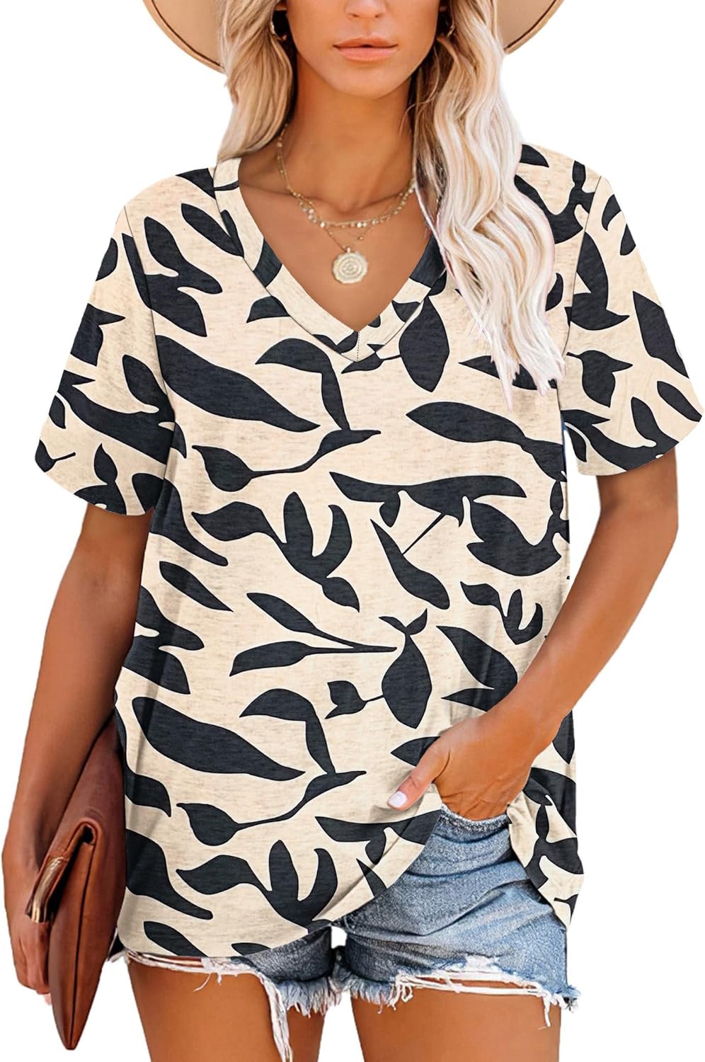 Harper Maglietta Donna a Righe – Scollo a V, Manica Corta e Tessuto Morbido