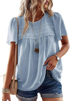 Grace Blusa Boho Mujer – Encaje, Manga Corta y Tejido Ligero Transpirable