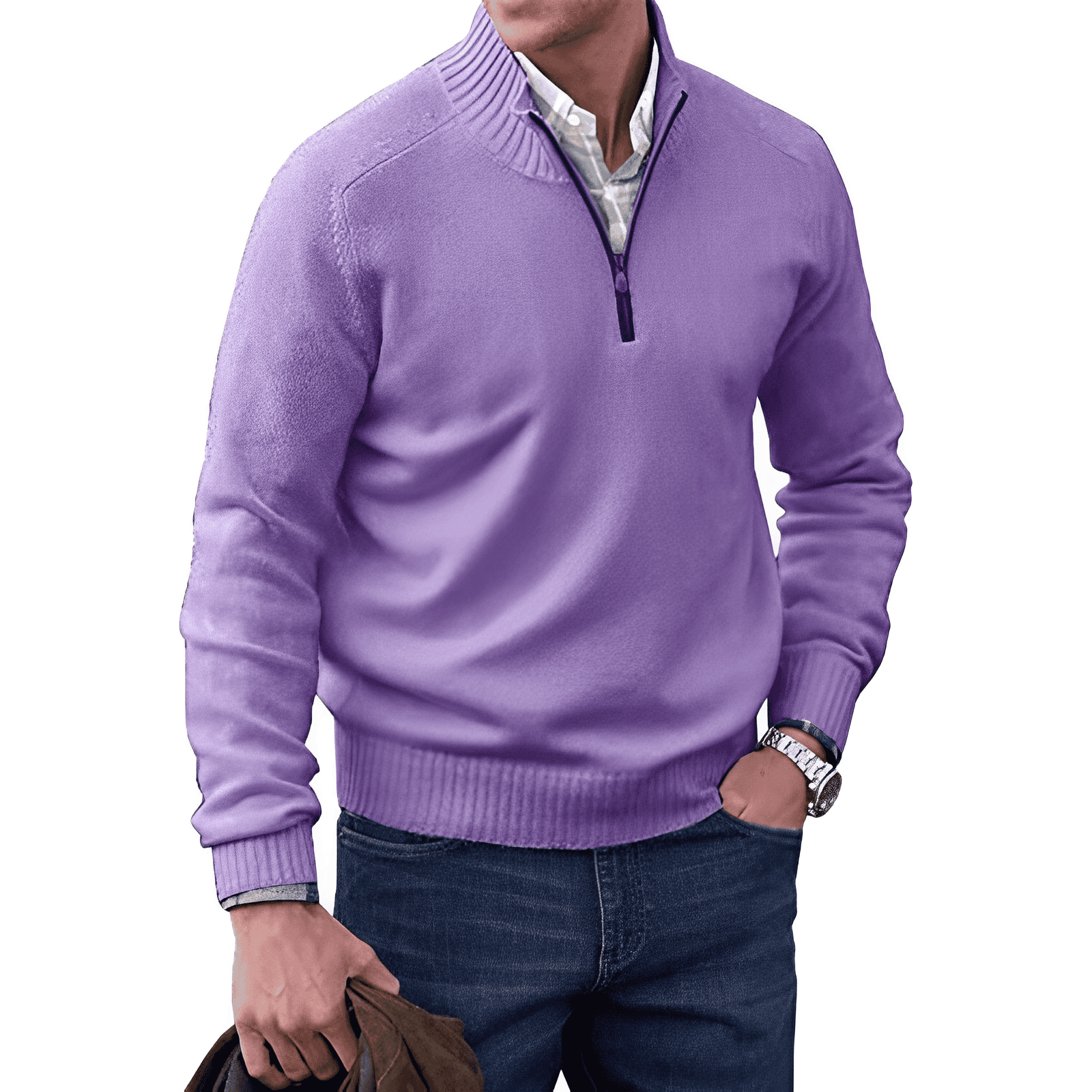 Adrian Jersey con Cremallera para Hombre – Suéter Elegante Cachemira Chic