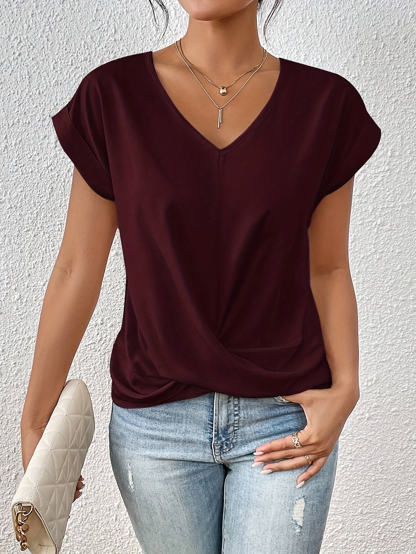 Yasmine Top para Mujer – Blusa Elegante Escote V Casual Chic Moderna