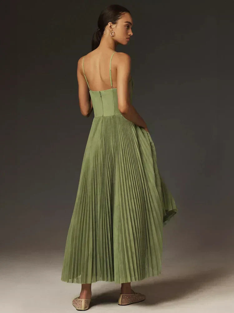 Juliana Vestido Midi para Mujer – Vestido Corsé Elegante Tul Plisado Chic