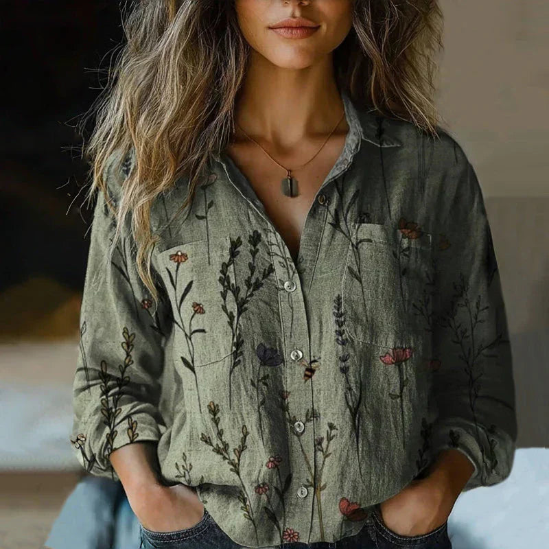Mira Blusa Vintage para Mujer – Camisa Étnica Casual Chic Boho Elegante