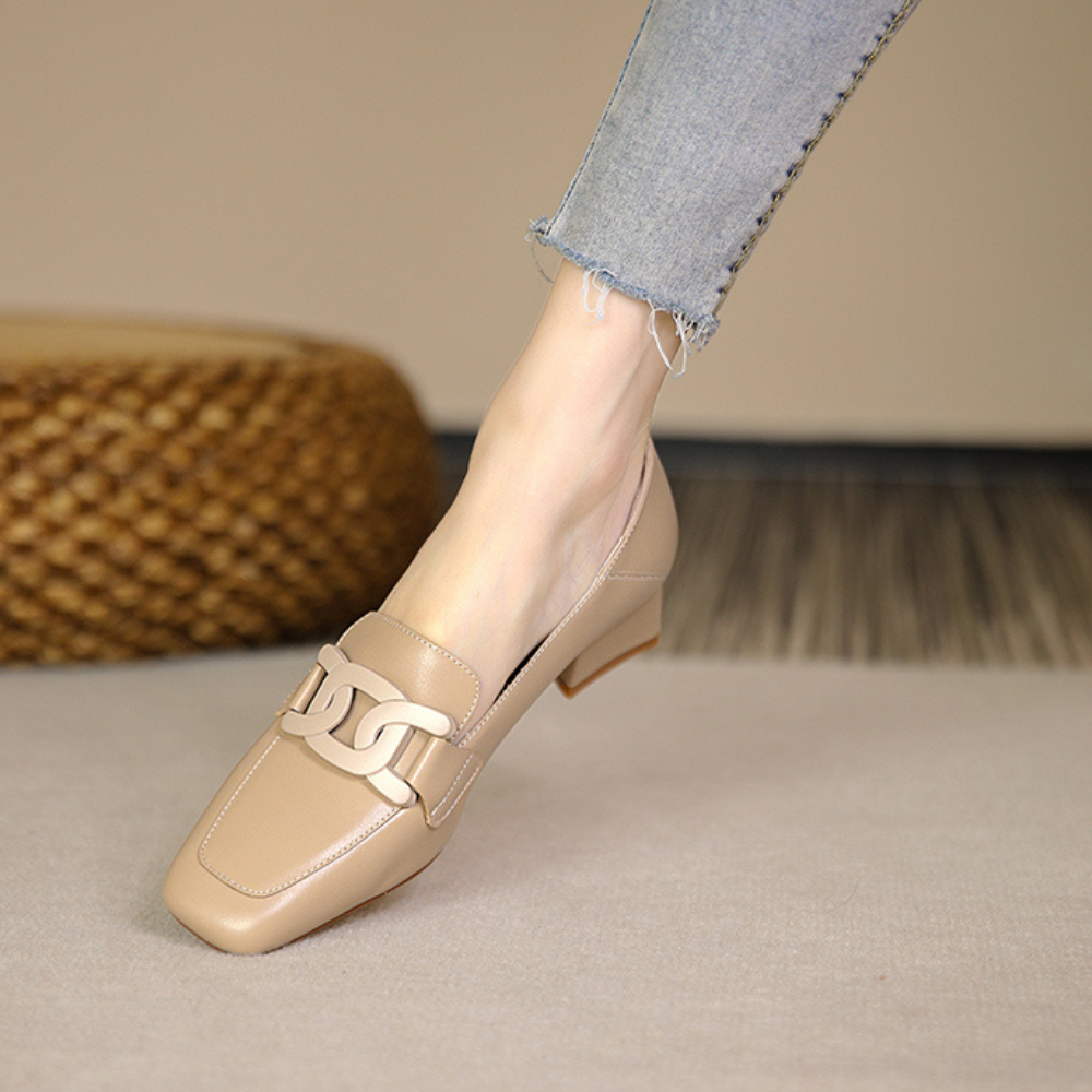 Lucienne Chaussures Mary Jane pour Femme – Mocassins en Cuir avec Talon Chunky Élégant