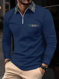 Frank Polo de Manga Larga para Hombre – Polo Cremallera Cuadros Elegante