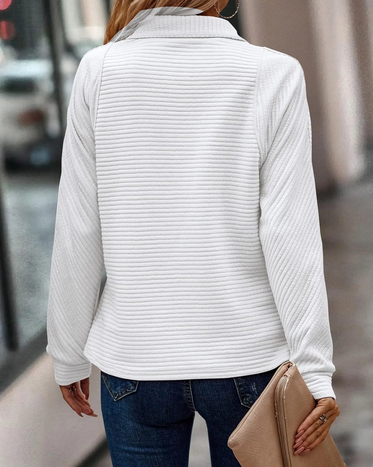 Leyna Maglione a Coste da Donna – Maglione con Cerniera Chic