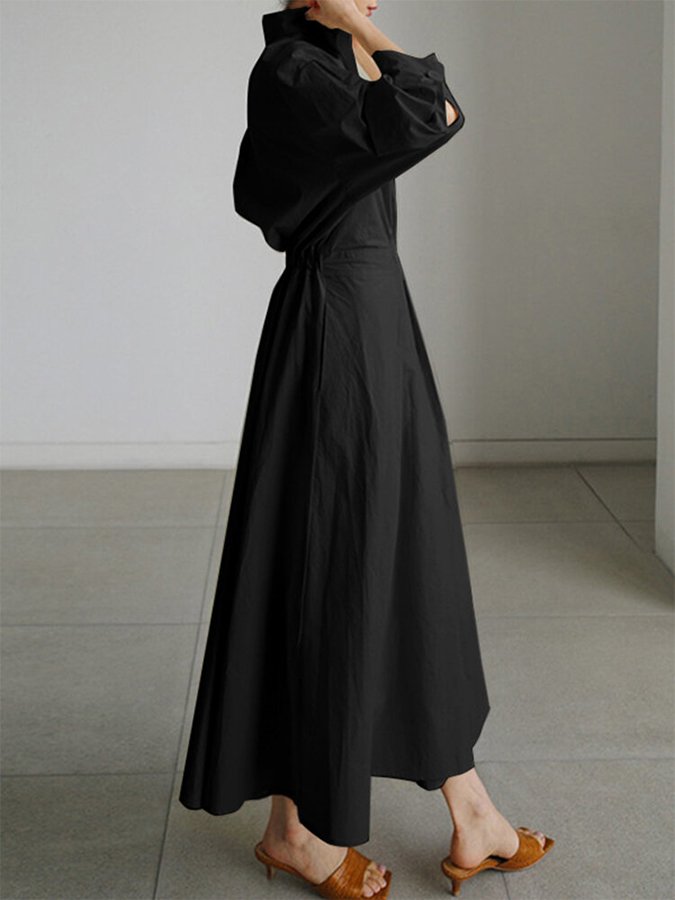 Lucie Vestido Midi para Mujer – Vestido Botones Elegante Casual Chic