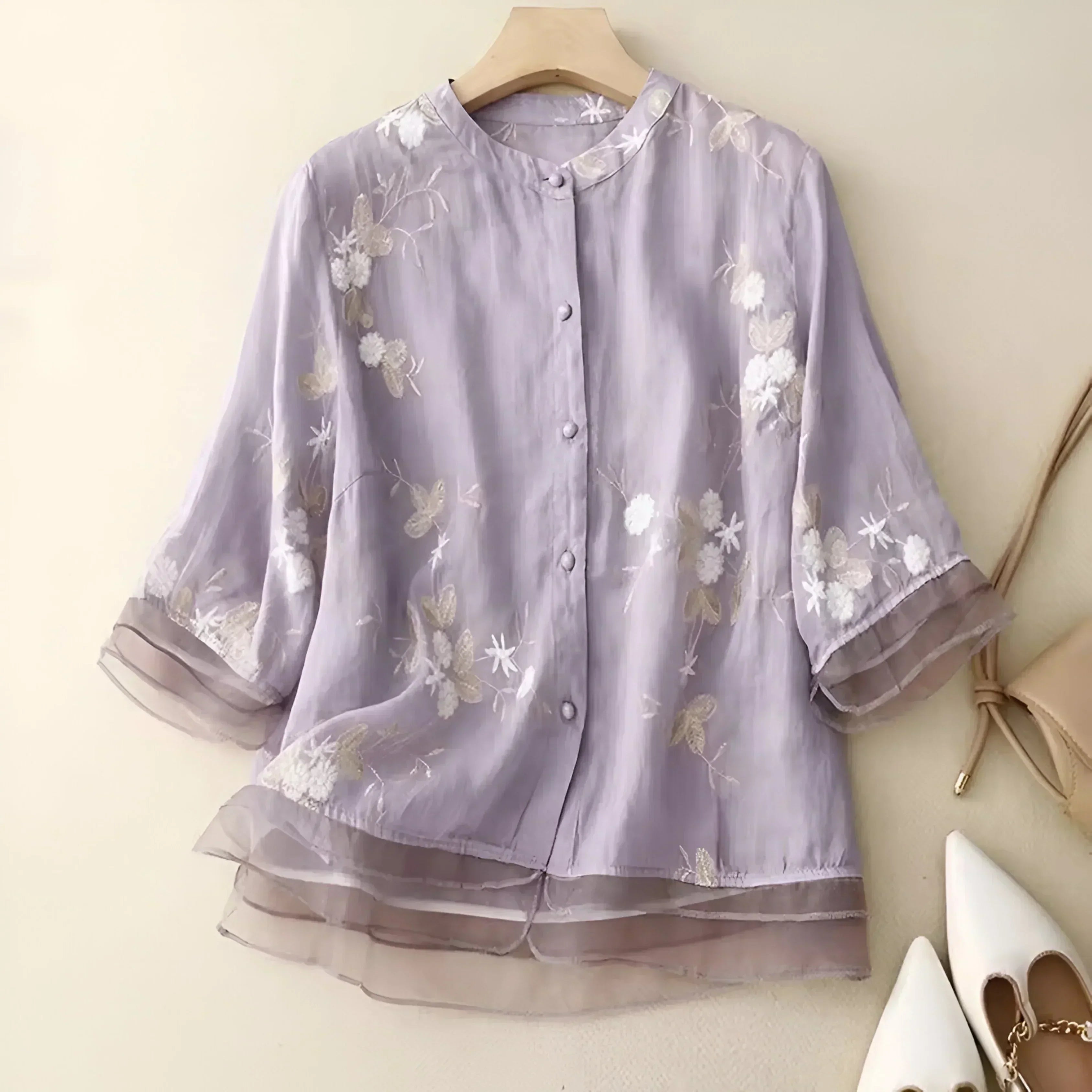 Emily Blusa Floral para Mujer – Blusa Elegante Romántica Casual Chic