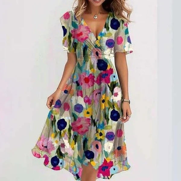 Aimee Vestido Midi Floral para Mujer – Vestido Elegante Verano Chic Moderno