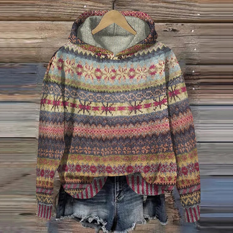 Gwen Sudadera con Capucha para Mujer – Hoodie Étnico Retro Casual Chic