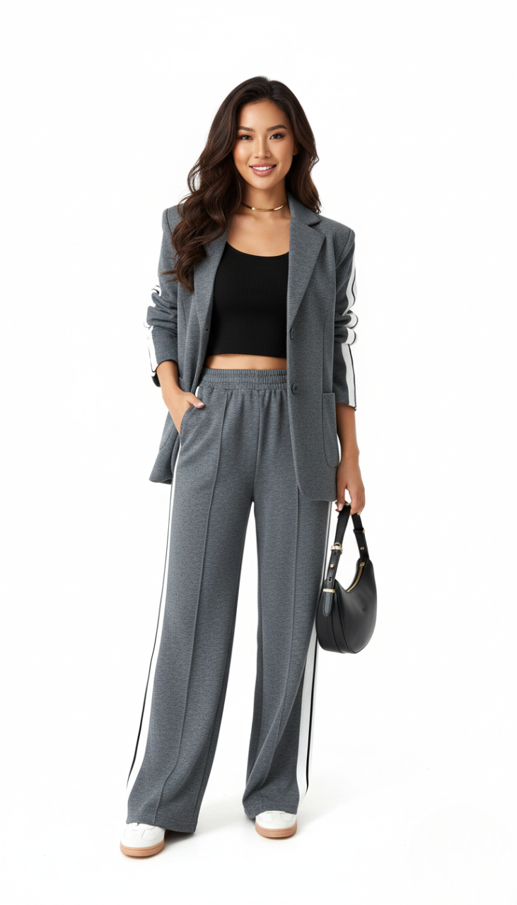 Aila Conjunto Athleisure para Mujer – Chándal Elegante Rayas Casual Chic