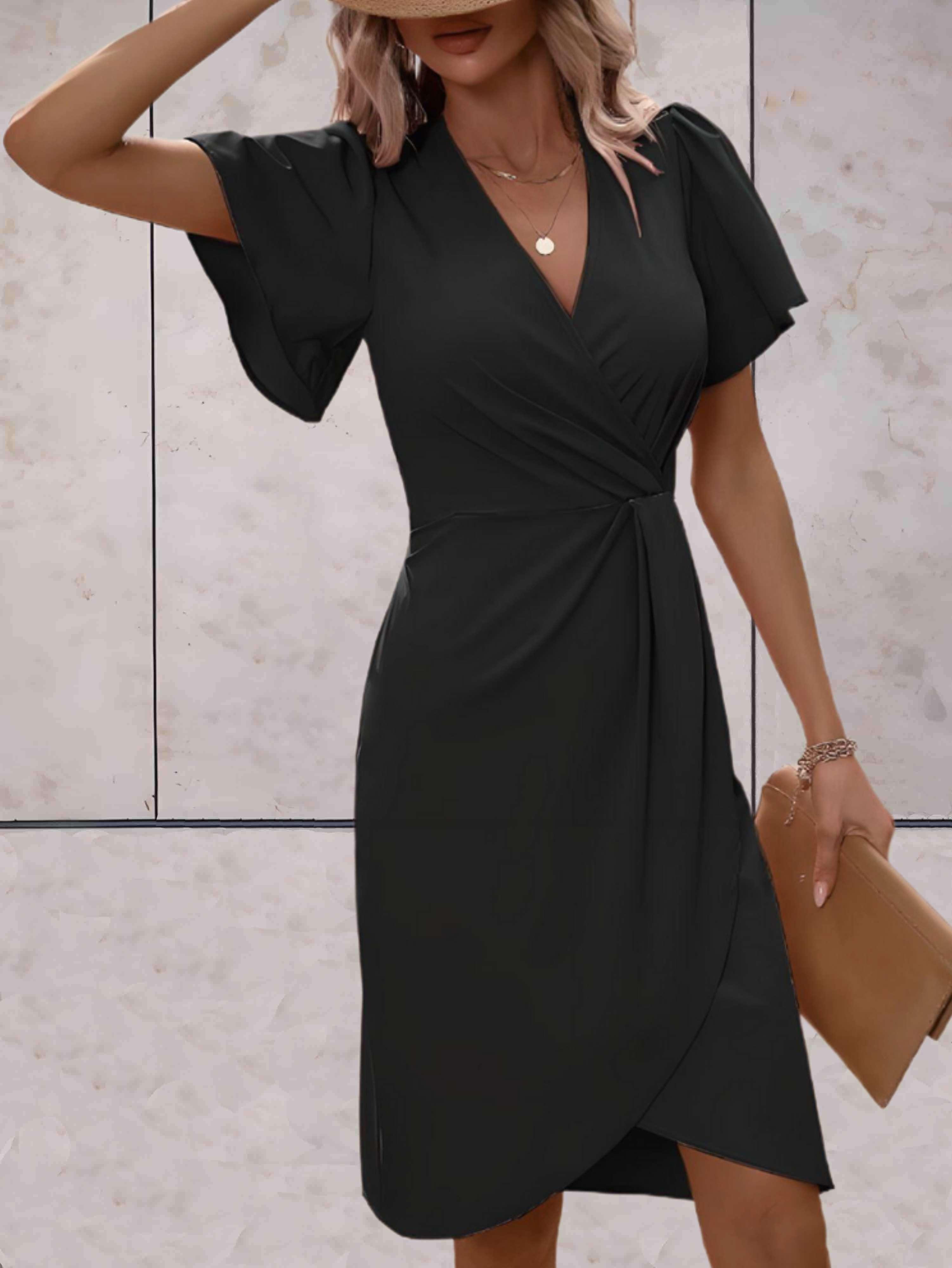 Harper Vestido Cruzado para Mujer – Vestido Elegante Escote en V Chic