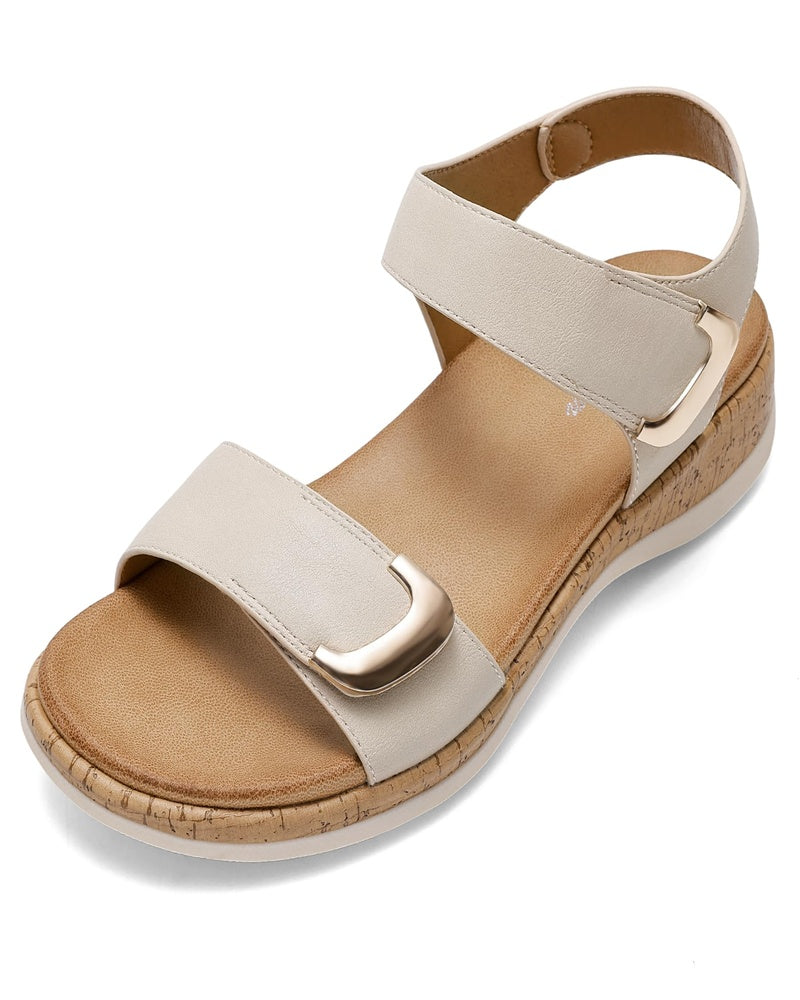 Daisy Sandalias Planas Mujer – Hebilla Ajustable, Cuero PU y Suela TPR