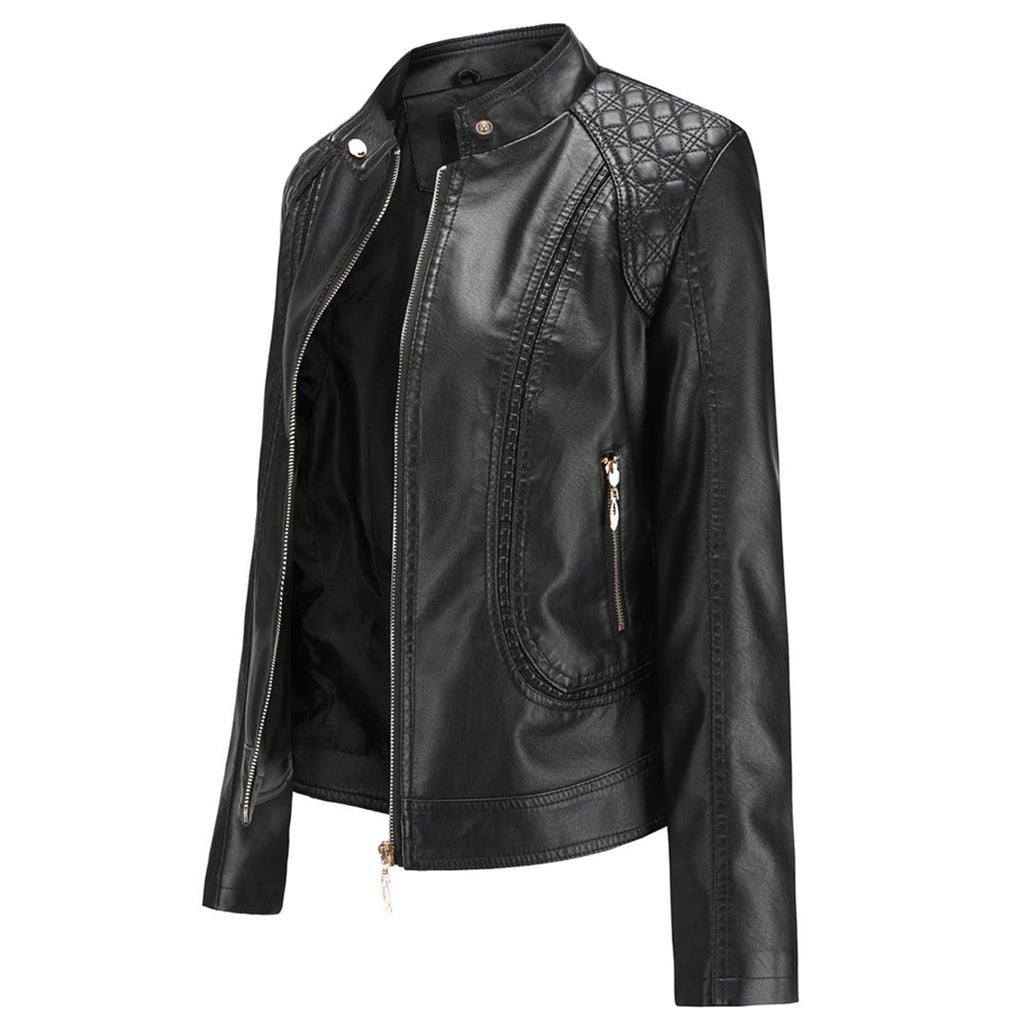 Janiyah Giacca di Pelle da Donna – Giubbotto Elegante con Cerniere Chic